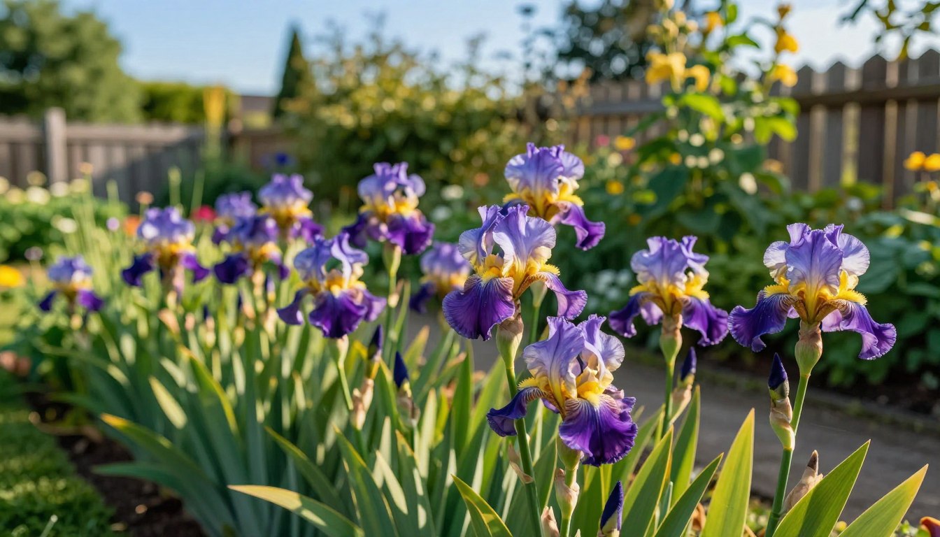irysy w ogrodzie